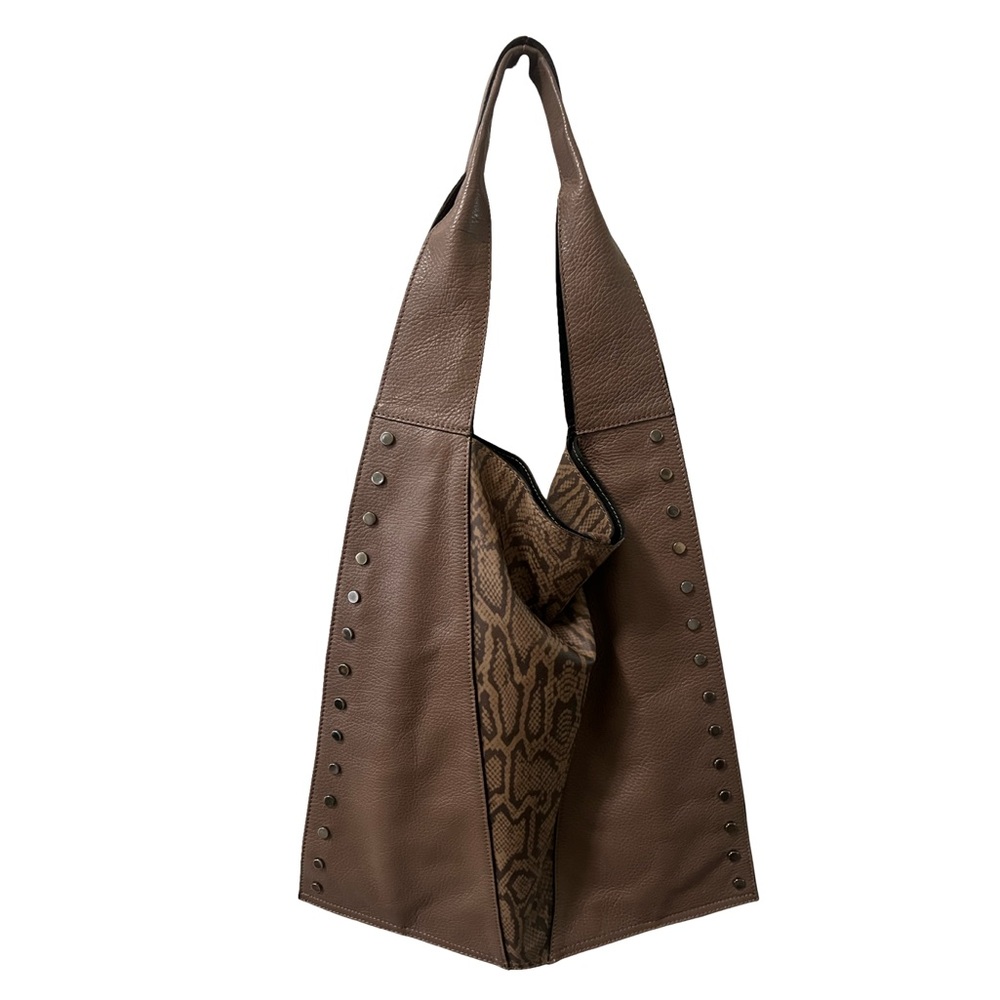 Vittoria Napoli Brown Studded Leather Tote Bag